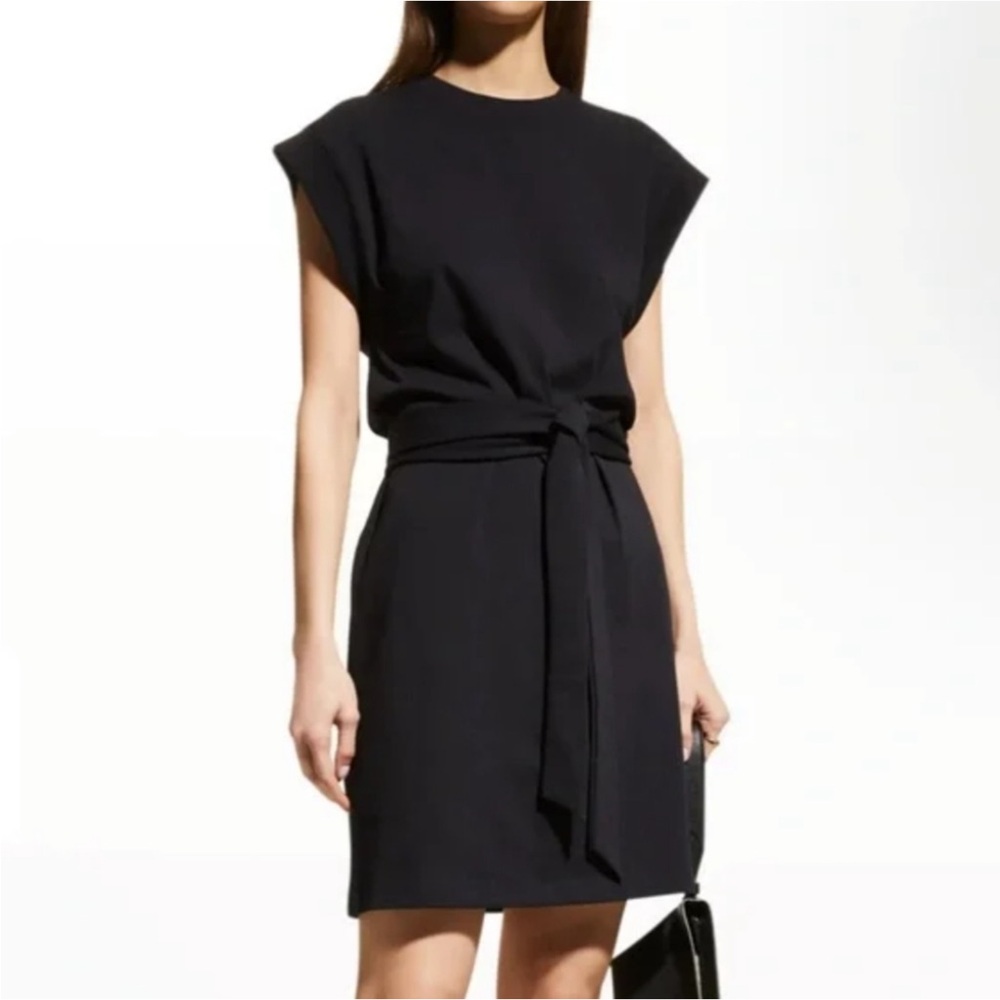 Vince Short Sleeve Dress with Tie Waist Cotton